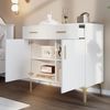 Merax Sideboard-Kommode mit 2 Türen und 2 Schubladen – Aufbewahrungsschrank mit Metallgriffen und Metallfüßen, weiß Bild 3