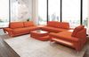 Couchlandschaft Sepino U Form in Stoff - Mikrofaserstoff - orange-schwarz - Links Bild 2