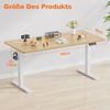 Elektrisch höhenverstellbarer Schreibtisch, Memory-Funktion, USB-Anschluss, Kabelmanagement, Holzwerkstoff / Metall, Beige, 160 x 80 cm, Höhe 72-118 cm Bild 5