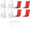 SET Tampa + Faro 4 x Klappsessel weiß, 1 x Tisch weiß, 4 x Auflage red Bild 2
