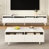 Wohnzimmerset aus MDF mit LED & Stauraum, TV-Ständer + Couchtisch, 178x35x45 / 110x50x40 cm, Weiß Bild 3