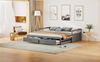 Ausziehbett 90/180×200 cm mit 2 Schubladen und Lattenrost, Kiefernholz, Grau, ohne Matratze Bild 2