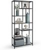 Vasagle Bücherregal, Regal mit 7 Ablagen, Standregal, Ablagen aus Hartglas, Schwarz, 180,8 x 30 x 80 cm Bild 2
