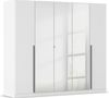 rauch Kleiderschrank Alba, Drehtürenschrank, Garderobenschrank, 5-türig, mit Spiegel, 3 Kleiderstangen und 3 Einlegeböden, Farbe Weiß, Griffstange Grau metallic, Schwarz, 226x197x54cm Bild 3