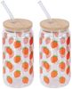 Levandeo® Glas, 2er Set Trinkglas 500ml Erdbeere Glas-Strohhalm Bambusdeckel Bild 2
