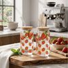 Levandeo® Glas, 2er Set Trinkglas 500ml Erdbeere Glas-Strohhalm Bambusdeckel Bild 4