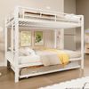 Etagenbett 140×200 cm mit Ausziehbett und hohem Rausfallschutz, Weiß, ohne Matratze Bild 3