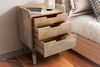 Nachttisch Mango Massivholz Hellbraun 45x33x63 cm Nachtschrank Boxspringbett, Design Nachtkonsole mit 3 Schubladen & Ablagefläche, Nachtkommode Stauraum Bild 5
