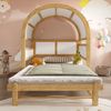 Gewölbedachbett Erweiterbar Mit Ausziehbett Funktion Holzhaus Design Kiefer MDF Weiß/Natur Bild 2