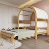 Gewölbedachbett Erweiterbar Mit Ausziehbett Funktion Holzhaus Design Kiefer MDF Weiß/Natur Bild 3