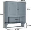 Badezimmer-Wandschrank B 56,8 x T 19 x H 70 cm aus MDF in Hellgrau mit Türen & Handtuchhalter Bild 4