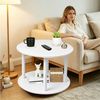 JEOBEST Beistelltisch Couchtisch Mit Rollen,Teetisch Sofatisch, Doppelschichtiger Holzplatte, (Einfache Montage, Rund 60CM, Fahrbar, Modernes Design) Bild 2