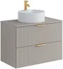 Vente-unique - ZEVARA Waschbeckenmöbel Holz, Platte Beige - B 46 cm x H 57 cm x L 80 cm Bild 3