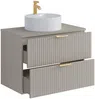 Vente-unique - ZEVARA Waschbeckenmöbel Holz, Platte Beige - B 46 cm x H 57 cm x L 80 cm Bild 4