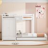 Etagenbett 90x200 cm mit Auasziehbett, Kleiderschrank und Schubladen–Massivholz,weiß Bild 2