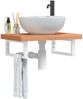 Waschbeckenregal, Badregal Wandmontage Stahl und Massivholz Buche de7364 Bild 2