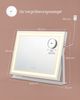 SONGMICS Schminkspiegel, mit LED-Beleuchtung, Touch-Steuerung, 15 LED-Glühbirnen, mit Ladeanschlüssen, 10x Vergrößerungsspiegel, 3 Lichtfarben, dimmbar, Handyhalter, Glas/Stahl/MDF mattweiß, 10 x 62,5 x 45,8 cm Bild 5