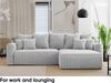 MEBLINI Schlafcouch mit Bettkasten - 260 x 160 x 78 cm - Hellgrau Cordstoff - BALI - Kleines Ecksofa mit Schlaffunktion - Sofa mit Relaxfunktion und Kissen - Kleine Couch L-Form - Eckcouch Bild 3