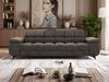 Sofa NIDELLA, 3-Sitzer Sofa mit Schlaffunktion, Wellenfeder, Polstersofa mit Armlehnen und schwarze Beine - Braun Velvet Bild 5