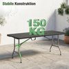 Sekey Buffettisch Tisch Klappbar Kunststoff 180 cm Campingtisch mit Tragegriff Partytisch Klapptisch Gartentisch für Garten Terrasse und Balkon, Schwarz Rattanoptik Bild 4