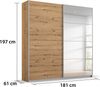 rauch Kleiderschrank, Schwebetürenschrank SUBITO, 2-türig, 1 Spiegeltüre, Eiche Artisan, 181 x 197 x 61 cm Bild 4