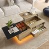 KLAM HOME Couchtisch Höhenverstellbarer Schrank mit moderner LED-Bodenbeleuchtung (Individuell anpassbare Aufteilung mit praktischen Schubladen, Fächern), Maßgeschneidert für multifunktionale Minimalismus-Wohnzimmer Bild 5