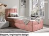 MEBLINI Kinderbett mit Bettkasten CARDI 90x200 Rechts – H3/Rosa Samt Gepolstert Einzelbett mit Matratze - Polsterbett mit Stauraum - Bett mit Kopfteil – Stauraumbett Bild 2