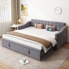 Odikalo Schlafsofa Schlafcouch 90x190, Polsterbett Schlafsofa 2 in 1 Multifunktionsschlafsofa 90x190 180x190, Grau / Hellgrau Samtstoff Polsterbett mit Aufbewahrungstasche, Weiches Kissen, vielseitiges Schlafsofa Bild 2