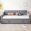Odikalo Schlafsofa Schlafcouch 90x190, Polsterbett Schlafsofa 2 in 1 Multifunktionsschlafsofa 90x190 180x190, Grau / Hellgrau Samtstoff Polsterbett mit Aufbewahrungstasche, Weiches Kissen, vielseitiges Schlafsofa Bild 3
