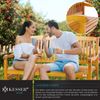 KESSER® Gartenbank Holz Holzbank wetterfest | Für 3 bis 4 Personen | Parkbank aus Massivholz | Sitzbank 320 kg belastbar | Balkonbank Bank für Balkon Terrasse & Garten inkl. Cover Hellbraun, 150 cm Bild 3