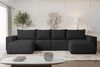 Wohnlandschaft U-Form Sofa ESTELLE mit Schlaffunktion Stoff Opera Velvet Schwarz Bild 2