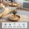 doporro Beistelltisch Couchtisch kleiner Tisch mit 1/2 geflochtenen Ablagen rund Reglo-08, Zwei Materialien zur Auswahl Bild 4