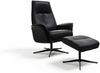KAWOLA Relaxsessel JOSIANE Drehsessel Lederfaserstoff schwarz mit Hocker 107 x 87 x 78 cm Bild 3