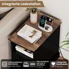 COSTWAY Beistelltisch, mit Ladestation, Nachttisch mit 2 Schubladen Bild 3