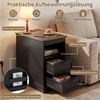 COSTWAY Beistelltisch, mit Ladestation, Nachttisch mit 2 Schubladen Bild 2