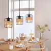 ZMH Pendelleuchte Vintage Hängelampe Rattan - Boho Hängeleuchte Holz 1 Flammig Küchenlampe Hängend Esstischlampe Schwarz in Natur aus Metall Bambus E27 Lampenschirm Korb für Esszimmer Wohnzimmer Bild 3