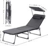 SONGMICS Sonnenliege, Liegestuhl mit 3 cm Dicker Auflage, Kopfstütze, Sonnendach, Rückenlehne verstellbar, klappbar, 53 x 193 x 29,5 cm, bis 150 kg belastbar, Garten, Balkon, dunkelgrau Bild 5