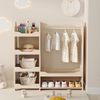 Merax Kindergarderobe mit Kleiderstange & 4 Regalen, Naturholz Bild 3