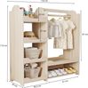Merax Kindergarderobe mit Kleiderstange & 4 Regalen, Naturholz Bild 4