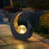 2er Set LED Solarleuchten, Mond, Crackle-Glas, H 30,5 cm Bild 2