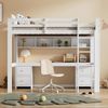 Merax Hochbett Massivholz Kinderbett Etagenbett mit Tisch und Schubladen 90x200cm, weiß Bild 2