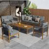 BBWL Gartenlounge-Set mit Akazienholz, Sofa, 2 Tische, wetterfest, Kissen abnehmbar waschbar, Gartenmöbel Sitzgruppe 7–8 Personen Lounge Set Bild 4