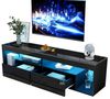 Merax Lowboard hochglanz Schwarz TV-Schrank mit LED (1 St), Fernsehtisch mit 2 Schubladen und Stauraum, 180x40x46cm Bild 4