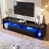 Merax Lowboard hochglanz Schwarz TV-Schrank mit LED (1 St), Fernsehtisch mit 2 Schubladen und Stauraum, 180x40x46cm Bild 3