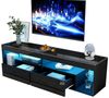 Merax Lowboard hochglanz Schwarz TV-Schrank mit LED (1 St), Fernsehtisch mit 2 Schubladen und Stauraum, 180x40x46cm Bild 5