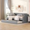 Daybett 90x200 cm mit Rollbett in Grau – Gepolstertes Einzelbett für Gäste, ohne Matratze Bild 1