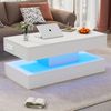 Couchtisch 100 x 50 x 42 cm, höhenverstellbar, mit LED-Beleuchtung, verstecktem Stauraum und Steckdosen Bild 3