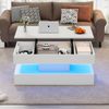 Couchtisch 100 x 50 x 42 cm, höhenverstellbar, mit LED-Beleuchtung, verstecktem Stauraum und Steckdosen Bild 2