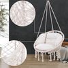 DETEX Hängesessel mit 2 Kissen, wetterfest & 360° schwenkbar, bis 150 kg belastbar, Boho-Stil creme, Ø 60 cm, für Indoor & Outdoor Bild 4