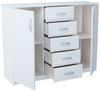 Home Collective Kommode mit 5 Schubladen und 2 Türen in matter Ausführung, Kommode 110cm breit (mit hochwertigen Polymergriffen, aus laminierter Platte gefertigt, Metallrollen mit Auszugsstopp), Holz Schrank Sideboard Highboard Kommode mit Schubladen Weiß Bild 3